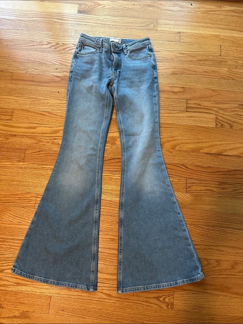 We The Free Light Blue Wide-Leg Flared Jeans